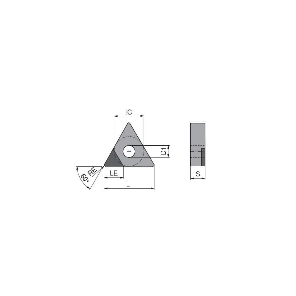 Turning Insert:  TNGA332FN_A3 CTBH20U,  Polycrystalline Cubic Boron Nitride TiCN Finish,  Neutral,  0.0315″ Corner Radius,  60.0 &deg N/A Triangle,  Series  TNGA