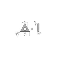 Turning Insert:  TCGT2155FNA4CB2,  Polycrystalline Diamond Uncoated Finish,  Neutral,  1/4″ Inscribed Circle,  0.0079″ Corner Radius,  60.0 &deg N/A Triangle,  Series  TCGT