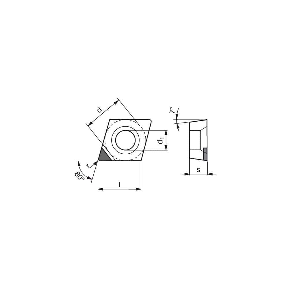 Turning Insert:  CCGW432FN_A4 CTDPD20,  Polycrystalline Diamond Uncoated Finish,  Neutral,  1/2″ Inscribed Circle,  0.0315″ Corner Radius,  80.0 &deg N/A Diamond,  Series  CCGW