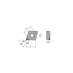 Turning Insert:  CNGA432TN012EA3,  Polycrystalline Cubic Boron Nitride TiN Finish,  Neutral,  1/2″ Inscribed Circle,  0.0315″ Corner Radius,  80.0 &deg N/A Diamond,  Series  CNGA