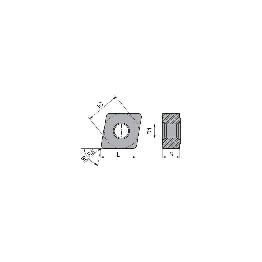 Turning Insert:  CNMU443EN-XU CTCP115,  Solid Carbide TiCN & Al2O3 Finish,  Neutral,  1/2″ Inscribed Circle,  0.0472″ Corner Radius,  80.0 &deg N/A Diamond,  Series  CNMU