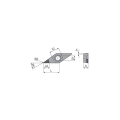 Turning Insert:  VCGW332FN_A3 CTBH41U,  Polycrystalline Cubic Boron Nitride TiN Finish,  Neutral,  0.0315″ Corner Radius,  35.0 &deg N/A Diamond,  Series  VCGW