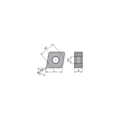 Turning Insert:  CNMU443EN-M70 CTCP125,  Solid Carbide TiCN & Al2O3 Finish,  Neutral,  1/2″ Inscribed Circle,  0.0472″ Corner Radius,  80.0 &deg N/A Diamond,  Series  CNMU