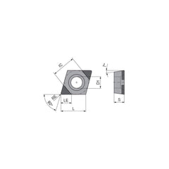 Turning Insert:  CCGW32.5.5FNB3 CTBH40U,  Polycrystalline Cubic Boron Nitride TiN Finish,  Neutral,  0.0079″ Corner Radius,  80.0 &deg N/A Diamond,  Series  CCGW