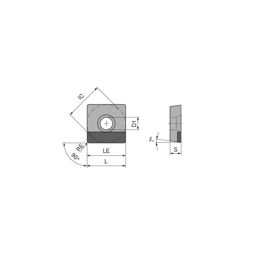 Turning Insert:  SCGW432FN_A3 CTBS10U,  Polycrystalline Cubic Boron Nitride Uncoated Finish,  Neutral,  1/2″ Inscribed Circle,  0.0315″ Corner Radius,  90.0 &deg N/A Square,  Series  SCGW