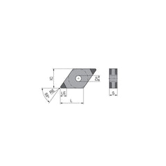 Turning Insert:  DNGA431SN011DL3,  Polycrystalline Cubic Boron Nitride TiN Finish,  Neutral,  1/2″ Inscribed Circle,  0.0157″ Corner Radius,  55.0 &deg N/A Diamond,  Series  DNGA