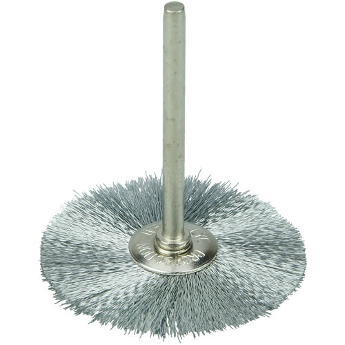 1-1/2″ Miniature Wire Wheel, .005″ Steel Fill, 1/8″ Stem - Eagle Tool & Supply