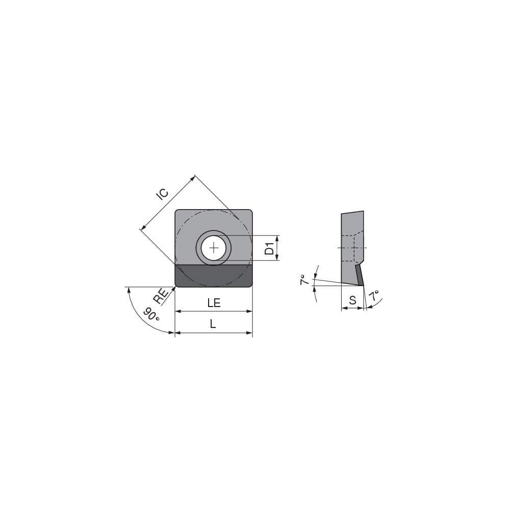 Turning Insert:  SCGT32.51FN_A4 CTDPS30,  Polycrystalline Diamond Uncoated Finish,  Neutral,  0.0157″ Corner Radius,  90.0 &deg N/A Square,  Series  SCGT