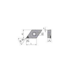 Turning Insert:  DCGW21.51FN_A2 CTDCD10,  Polycrystalline Diamond Diamond Coating Finish,  Neutral,  1/4″ Inscribed Circle,  0.0157″ Corner Radius,  55.0 &deg N/A Diamond,  Series  DCGW