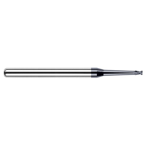 Miniature End Mills - Clearance Cutters - 0.0930″ (3/32″) Cutter Diameter × 0.1400″ (9/64″) Length of Cut × 2° 1.0000″ (1″) Taper Reach Carbide Square End Mill, 2 Flutes, AlTiN Nano Coated