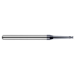 ‎Miniature End Mills - Clearance Cutters - 0.0310″ (1/32″) Cutter Diameter × 0.0470″ (3/64″) Length of Cut × 2° 1.5000″ (1-1/2″) Taper Reach Carbide Square End Mill, 2 Flutes, AlTiN Nano Coated - Exact Industrial Supply