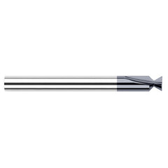 Dovetail Cutters - 0.0930″ (3/32″) Cutter Diameter 90° included Carbide Dovetail Cutter, 2 Flutes, AlTiN Coated - Exact Industrial Supply