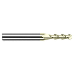 ‎0.05″ Dia. × 1/8″ Shank × 0.15″ DOC × 1-1/2″ OAL, Carbide ZrN, 2 Flute, Ballnose End Mill - Exact Industrial Supply