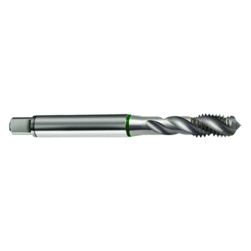 ‎M3 × 0.5 3FL 6H Cobalt Spiral Flute Full Bott Green Ring Tap-Bright FORM-E-40 Degree Helix - Eagle Tool & Supply