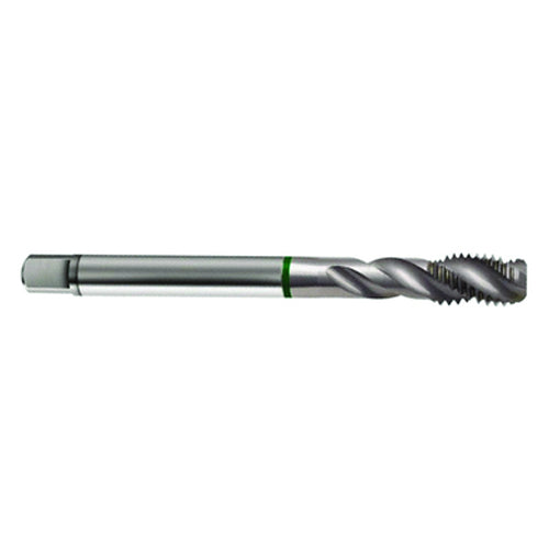‎M6 × 1.0 3FL 6H Cobalt Spiral Flute Full Bott Green Ring Tap-Bright FORM-E-40 Degree Helix - Eagle Tool & Supply