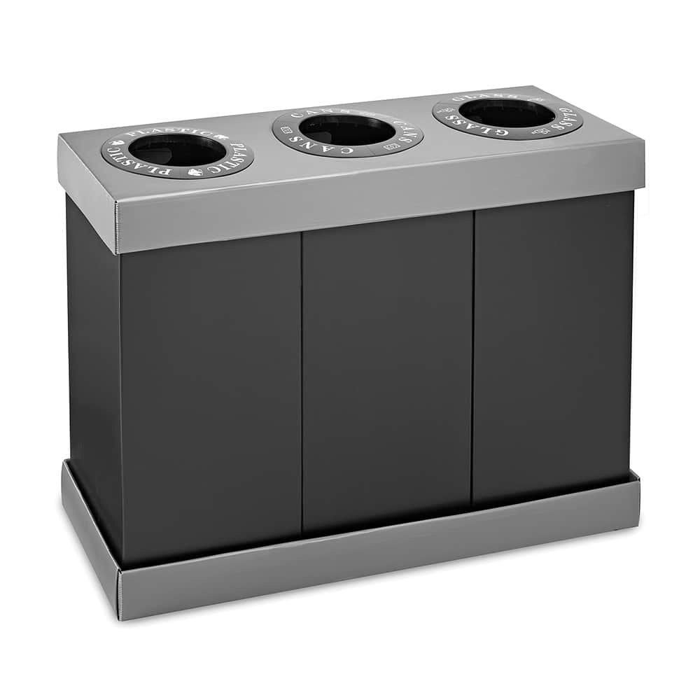 Alpine Industries - Trash Cans & Recycling Containers; Type: Recycling Center ; Container Shape: Rectangle ; Container Size: 28 gal ; Container Graphics: None ; Color: Black ; Finish: Black - Exact Industrial Supply