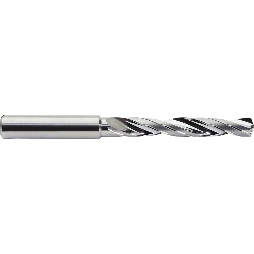 Jobber Length Drill Bit: 0.4685″ Dia, 142 °, Solid Carbide Bright/Uncoated, 4.6457″ OAL, Right Hand Cut, Helical Flute, Straight-Cylindrical Shank
