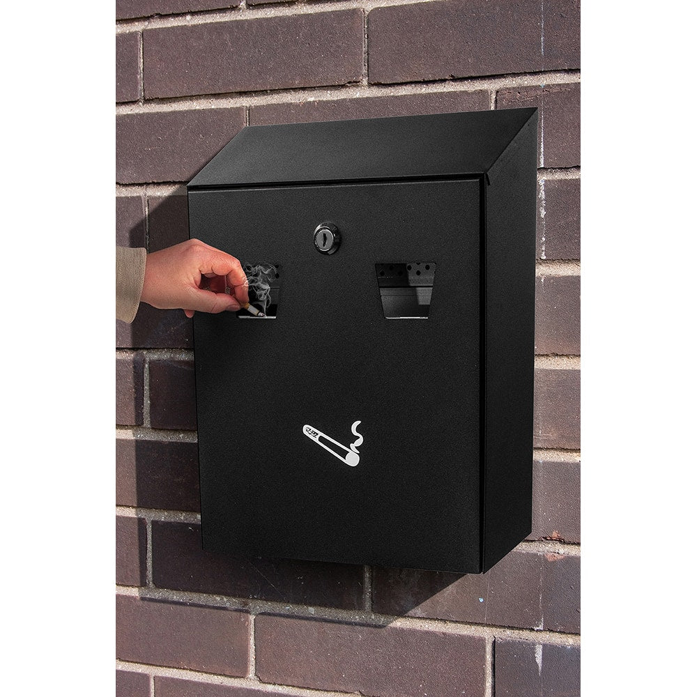 Alpine Industries - Cigarette-Waste Receptacles & Butt Cans; Type: Cigarette Disposal Station ; Material: Steel ; Wall Mount: Yes ; Height (Inch): 10.5 ; Width (Decimal Inch): 10.5000 ; Color/Finish: Black - Exact Industrial Supply