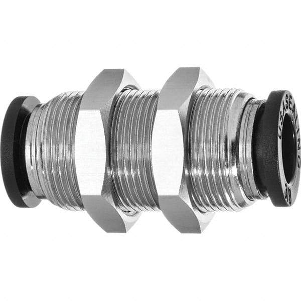 Value Collection - 5/32" OD, Nylon Push-to-Connect Bulkhead Union - 150 Max psi, Black - Eagle Tool & Supply