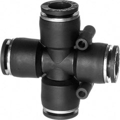 Value Collection - 1/4" OD, Nylon Push-to-Connect Union Cross - 150 Max psi, Black - Eagle Tool & Supply