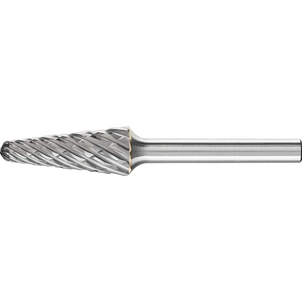 PFERD - SL-3, 1/2" Cut Diam, 1/4" Shank Diam, Carbide End Cut Taper with Radius End Burr - Exact Industrial Supply