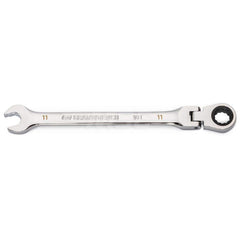 GEARWRENCH - Combination Wrenches; Type: Flex Head ; Tool Type: Ratcheting ; Size (mm): 11 ; Number of Points: 12 ; Finish/Coating: Full Polish Chrome ; Material: Alloy Steel - Exact Industrial Supply