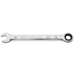 GEARWRENCH - Combination Wrenches; Type: Combination Wrench ; Tool Type: Ratcheting ; Size (mm): 20 ; Number of Points: 12 ; Finish/Coating: Full Polish Chrome ; Material: Alloy Steel - Exact Industrial Supply