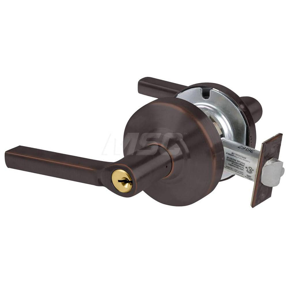 Lever Locksets; Type: Cylindrical Lock; Key Type: Keyed Different; Strike Type: Curved Lip Strike; Finish/Coating: Aged Bronze; Material: Metal; Material: Metal; Door Thickness: 1.75 in; Backset: 2.75 in; Cylinder Type: Schlage C Keyway; Minimum Order Qua