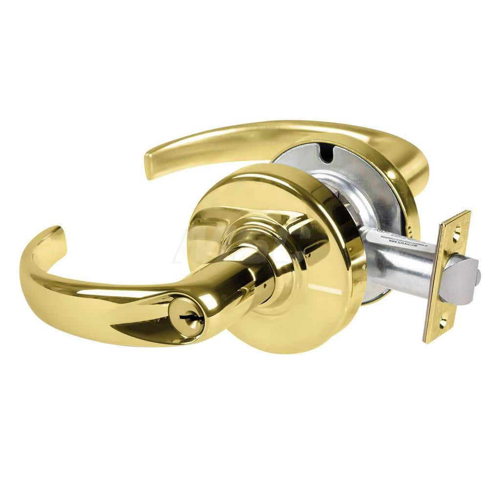 Lever Locksets; Type: Cylindrical Lock; Key Type: Keyed Different; Strike Type: Curved Lip Strike; Finish/Coating: Bright Brass; Material: Metal; Material: Metal; Door Thickness: 1.75 in; Backset: 2.75 in; Cylinder Type: Schlage C Keyway; Minimum Order Qu