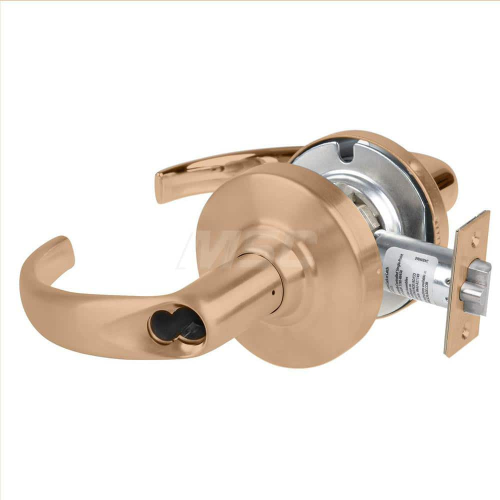 Lever Locksets; Type: Cylindrical Lock; Key Type: Keyless; Strike Type: Curved Lip Strike; Finish/Coating: Satin Bronze; Material: Metal; Material: Metal; Door Thickness: 1.75 in; Backset: 2.75 in; Cylinder Type: No Keyway; Minimum Order Quantity: Metal;