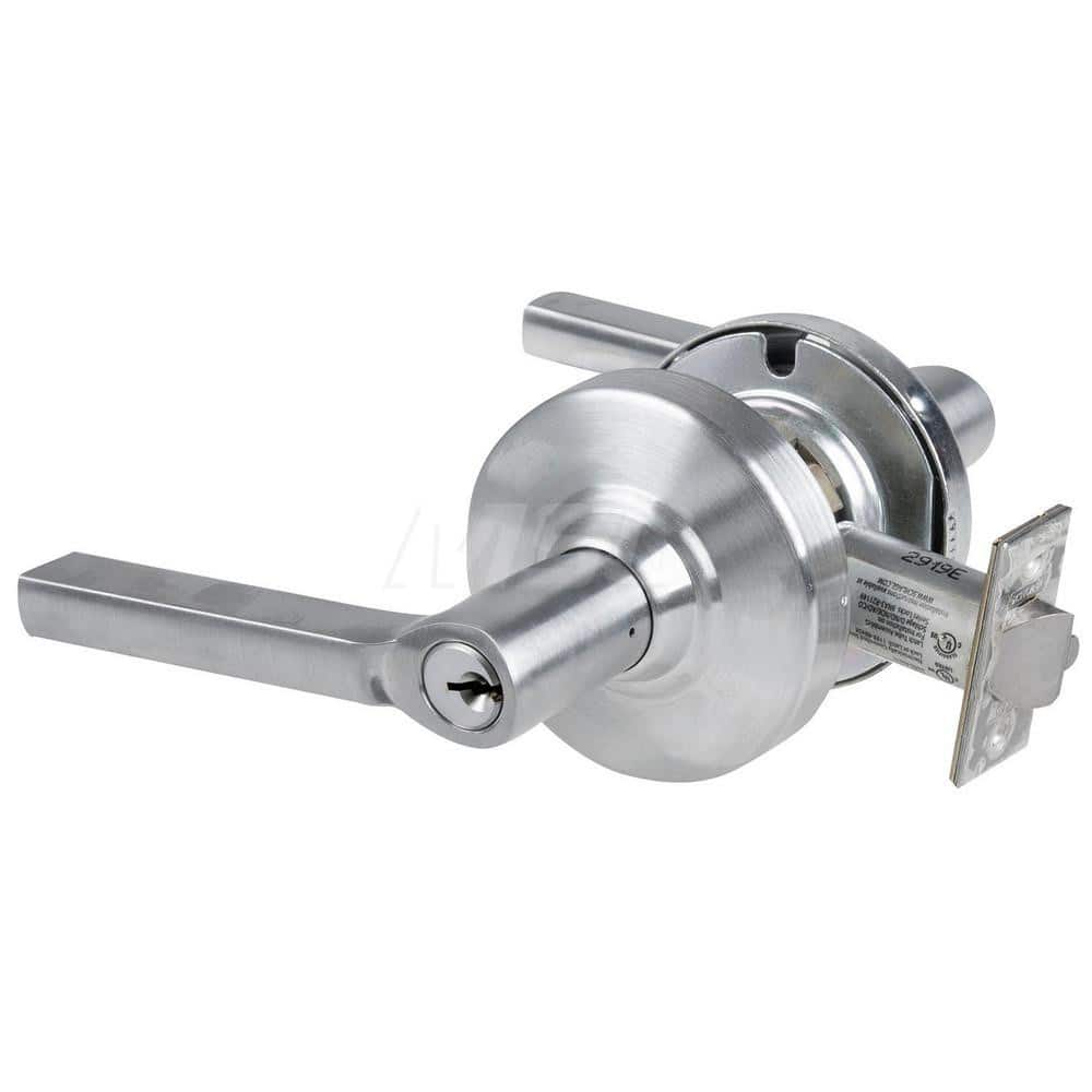 Lever Locksets; Type: Cylindrical Lock; Key Type: Keyed Different; Strike Type: Curved Lip Strike; Finish/Coating: Satin Chrome; Material: Metal; Material: Metal; Door Thickness: 1.75 in; Backset: 2.75 in; Cylinder Type: Schlage C Keyway; Minimum Order Qu