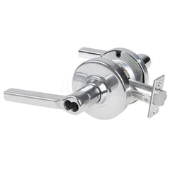 Lever Locksets; Type: Cylindrical Lock; Key Type: Keyless; Strike Type: Curved Lip Strike; Finish/Coating: Bright Chrome; Material: Metal; Material: Metal; Door Thickness: 1.75 in; Backset: 2.75 in; Cylinder Type: No Keyway; Minimum Order Quantity: Metal;