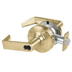 Lever Locksets; Type: Cylindrical Lock; Key Type: Keyless; Strike Type: Curved Lip Strike; Finish/Coating: Satin Brass; Material: Metal; Material: Metal; Door Thickness: 1.75 in; Backset: 2.75 in; Cylinder Type: No Keyway; Minimum Order Quantity: Metal; M