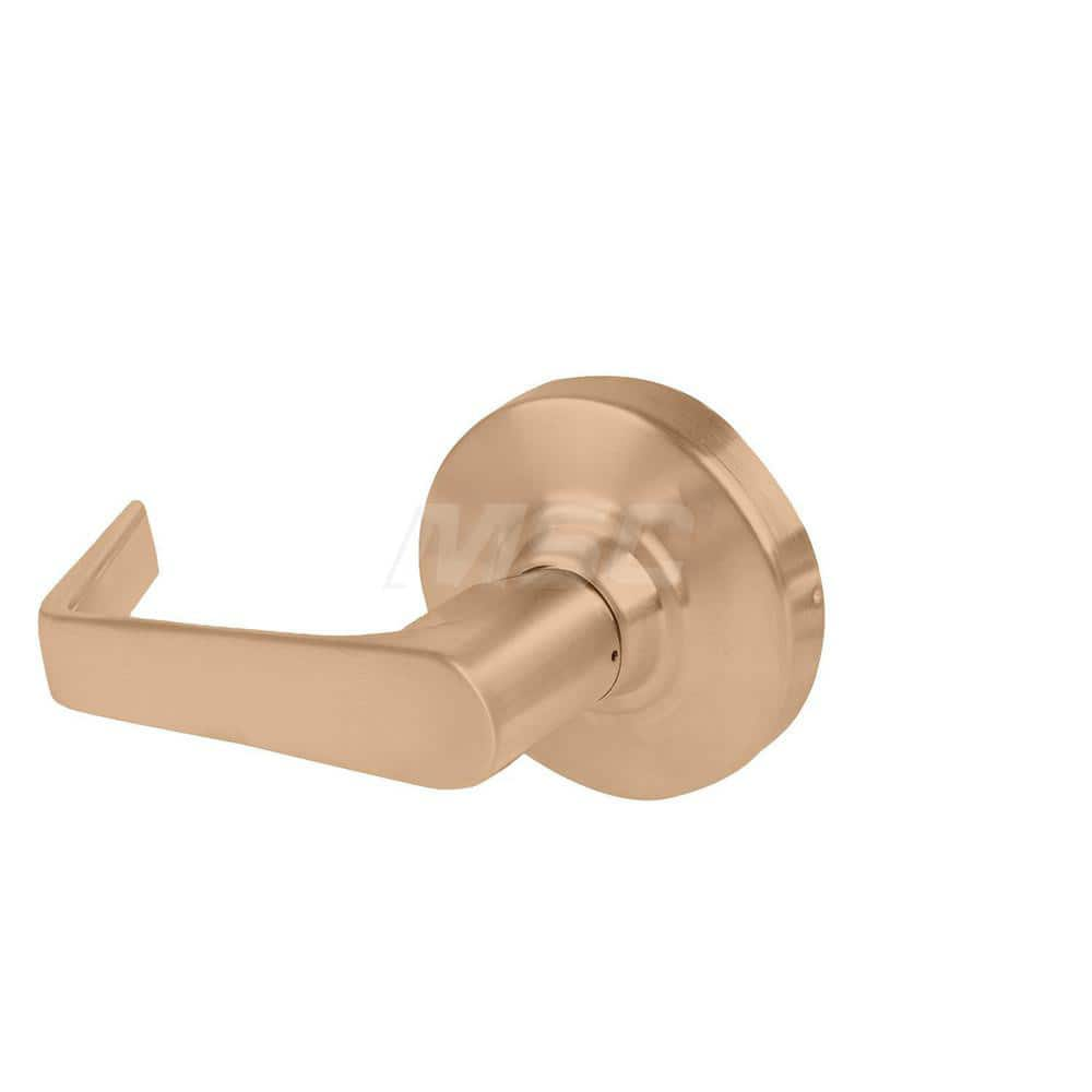 Lever Locksets; Type: Cylindrical Lock; Key Type: Keyless; Strike Type: Curved Lip Strike; Finish/Coating: Satin Bronze; Material: Metal; Material: Metal; Door Thickness: 1.75 in; Backset: 2.75 in; Cylinder Type: No Keyway; Minimum Order Quantity: Metal;