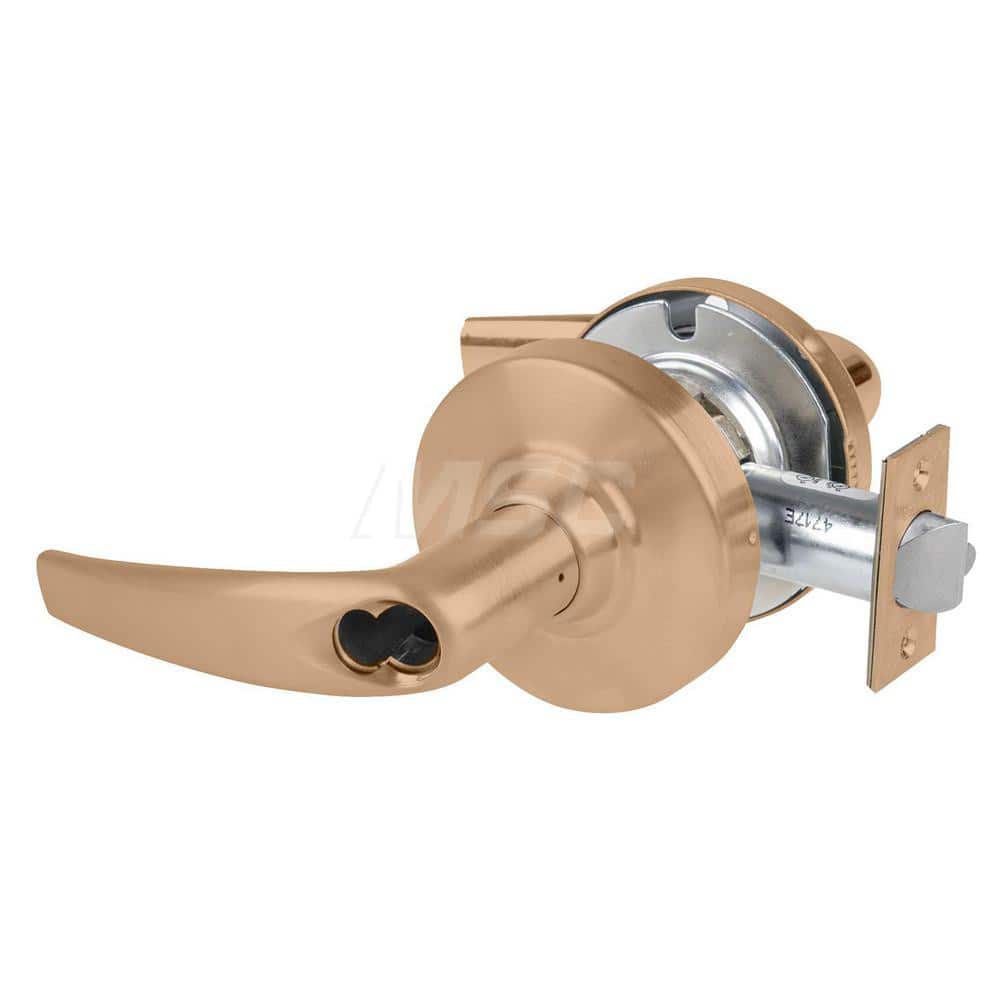 Lever Locksets; Type: Cylindrical Lock; Key Type: Keyless; Strike Type: Curved Lip Strike; Finish/Coating: Satin Bronze; Material: Metal; Material: Metal; Door Thickness: 1.75 in; Backset: 2.75 in; Cylinder Type: No Keyway; Minimum Order Quantity: Metal;