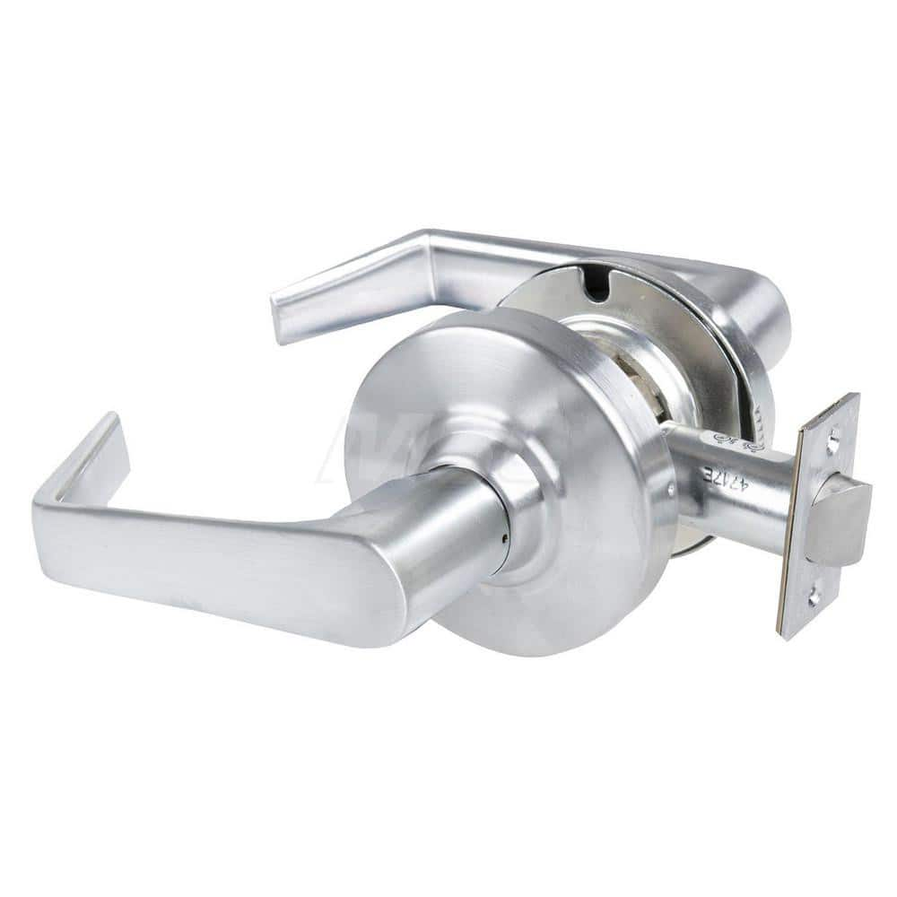 Lever Locksets; Type: Cylindrical Lock; Key Type: Keyless; Strike Type: Curved Lip Strike; Finish/Coating: Satin Chrome Antimicrobial; Material: Metal; Material: Metal; Door Thickness: 1.75 in; Backset: 2.75 in; Cylinder Type: No Keyway; Minimum Order Qua