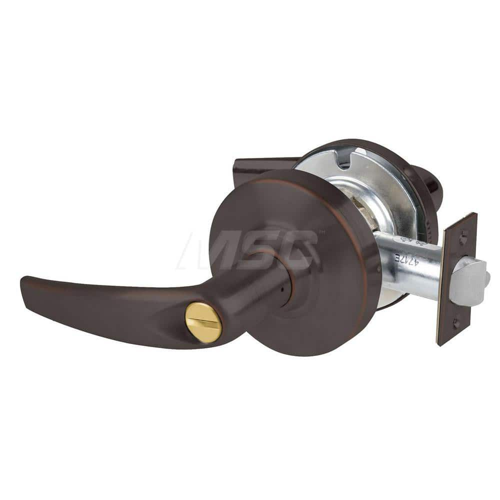 Lever Locksets; Type: Cylindrical Lock; Key Type: Keyless; Strike Type: Curved Lip Strike; Finish/Coating: Aged Bronze; Material: Metal; Material: Metal; Door Thickness: 1.75 in; Backset: 2.75 in; Cylinder Type: No Keyway; Minimum Order Quantity: Metal; M