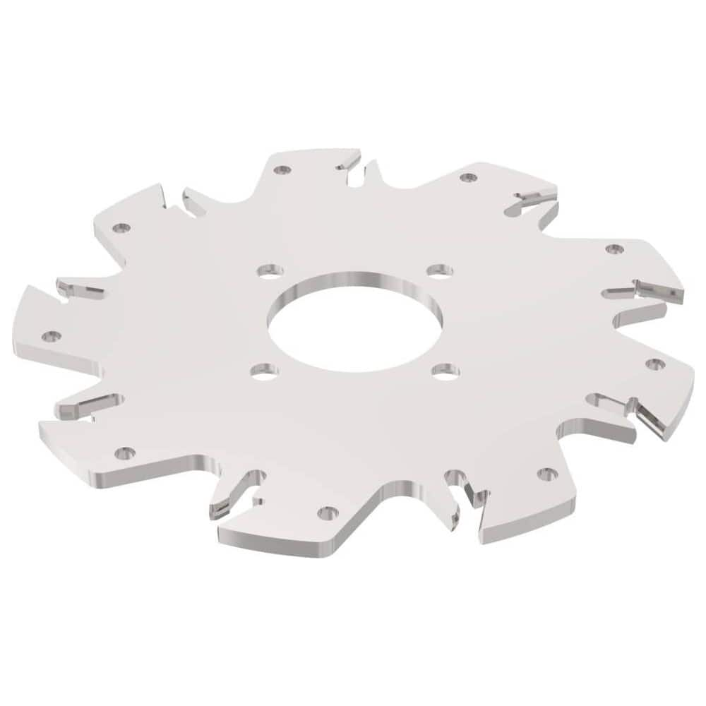 Indexable Slotting Cutter: 4.1 mm Cutting Width, 125 mm Cutter Dia, Arbor Hole Connection, 33 mm Depth of Cut, Right Hand Cut Screw, Uses 9 150.10 Inserts, 9 Teeth, Straight, Positive, Steel, Uncoated