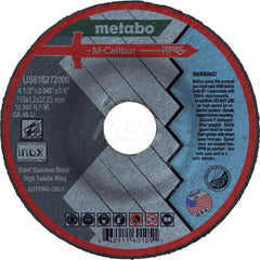 Depressed Center Wheel: Type 27, 4-1/2″ Dia, 0.0450″ Thick, 7/8″ Hole, Ceramic 46 Grit, 13,300 Max RPM