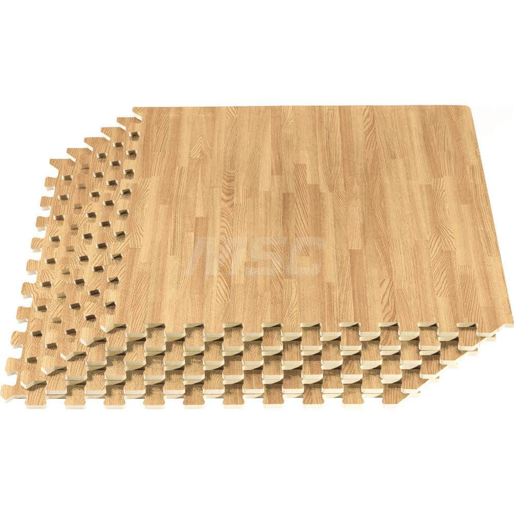 Anti-Fatigue Modular Tile Mat: Dry Environment, 4″ Length, 3/8″ Thick, Interlocking Edge, White Oak EVA Foam Base, EVA Foam Surface, Textured