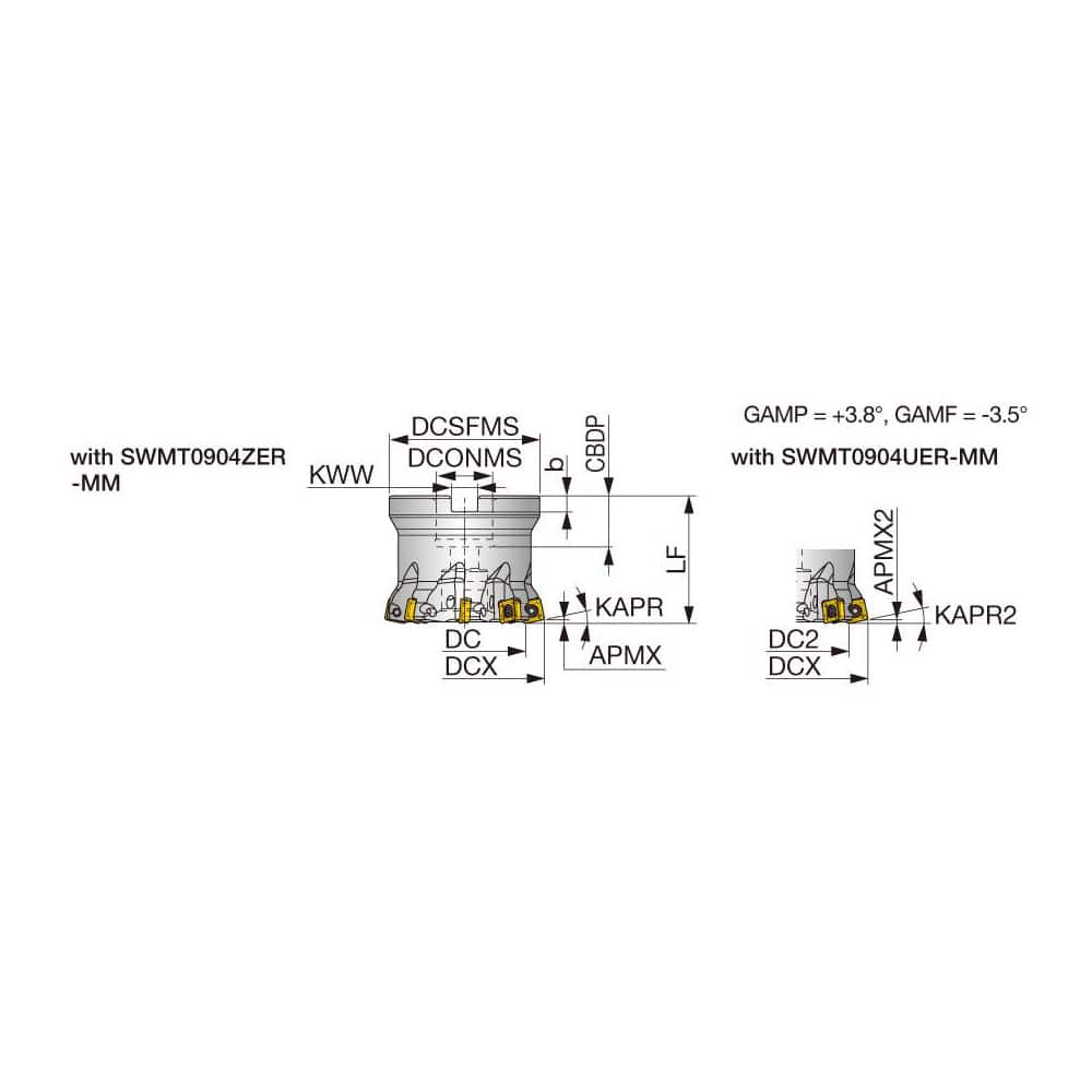 Indexable High-Feed Face Mills; Minimum Cutting Diameter: 2.4055 in; Maximum Cutting Diameter: 3.0000 in; Maximum Depth Of Cut: 0.0590 in; Arbor Hole Diameter (mm): 1.00; Compatible Insert Size Code: 0904; Maximum Ramping Angle: 0.8; Series: TXSW; Cutter