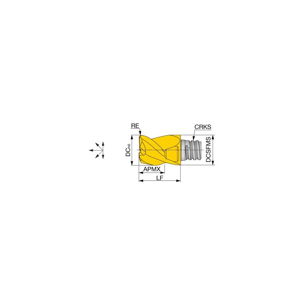 Corner Radius End Mill Head: 3 Flutes S10, TiAlN Coated, Series VEE