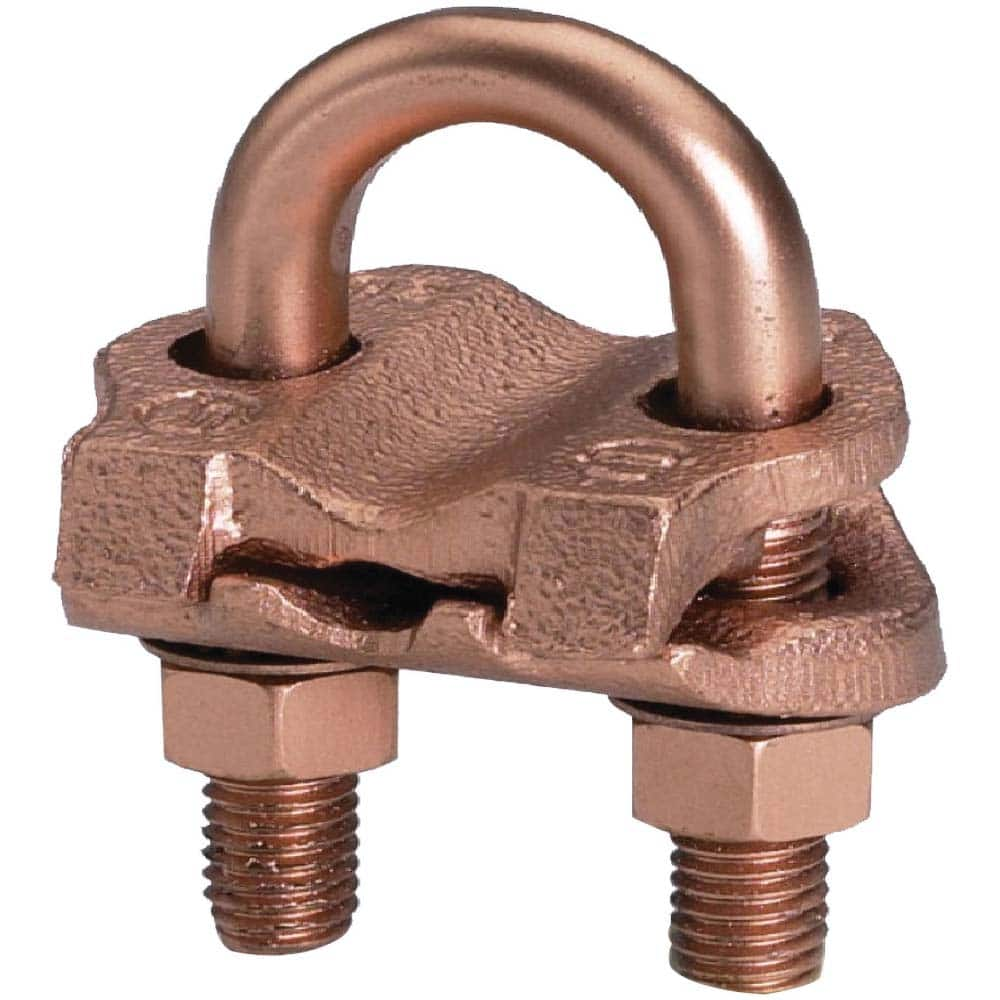 Burndy - Grounding Clamps; Clamp Type: Grounding Clamp ; Compatible Rod Diameter (Inch): 1-1/8-1-1/4 ; Maximum Compatible Pipe Size (Inch): 1 ; Compatible Wire Size (AWG): 4-2/0 ; Overall Length (Inch): 1.56 ; Overall Length (Decimal Inch): 1.56 - Exact Industrial Supply