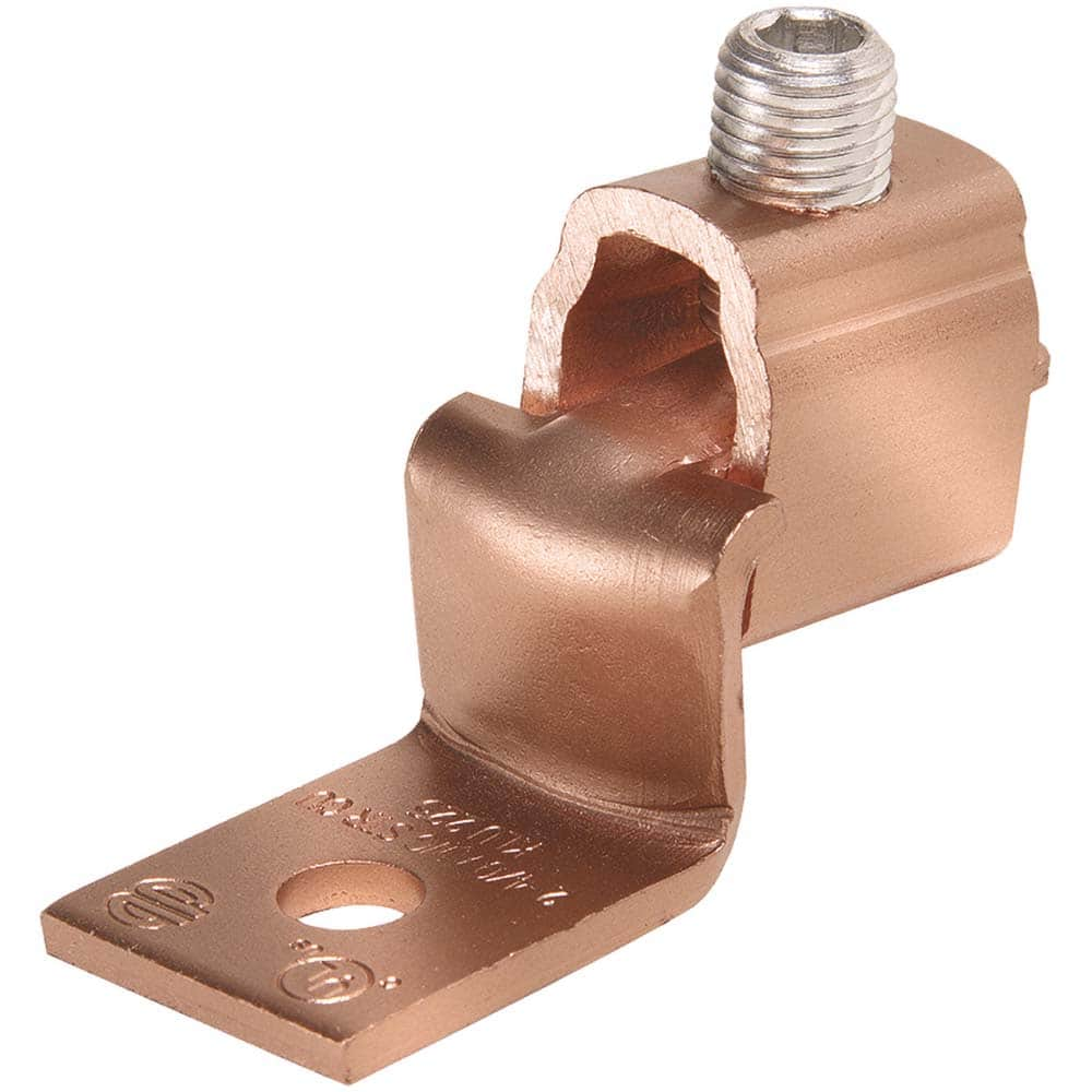 Burndy - Ring Terminals; Terminal Type: Rectangle ; Insulation Type: NonInsulated ; Connection Type: Lug ; Compatible Wire Size (AWG): 2-4/0 (Strand) ; Stud Size (Inch): 5/16 ; Color: Copper - Exact Industrial Supply