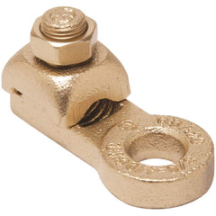 Burndy - Ring Terminals; Terminal Type: Rectangle ; Insulation Type: NonInsulated ; Connection Type: Lug ; Compatible Wire Size (AWG): 14-8 (Solid/Strand) ; Stud Size (Inch): 3/8 ; Color: Copper - Exact Industrial Supply