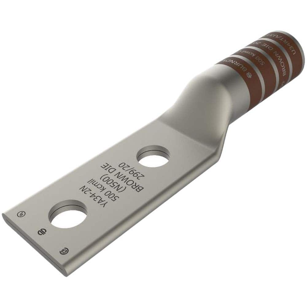 Burndy - Ring Terminals; Terminal Type: Rectangle ; Insulation Type: NonInsulated ; Connection Type: Compression ; Compatible Wire Size (kcmil): 500 ; Stud Size (Inch): 1/2 ; Color: Brown - Exact Industrial Supply