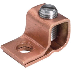 Burndy - Ring Terminals; Terminal Type: Rectangle ; Insulation Type: NonInsulated ; Connection Type: Lug ; Compatible Wire Size (AWG): 10-4 ; Stud Size (#): 10 ; Color: Copper - Exact Industrial Supply