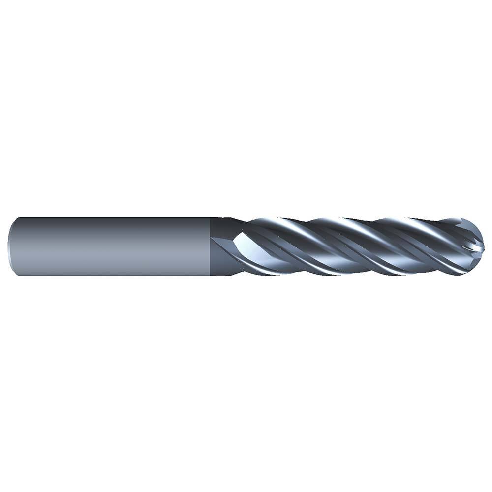 Eliminator - Ball End Mills; Mill Diameter (Inch): 5/8 ; Mill Diameter (Decimal Inch): 0.6250 ; Number of Flutes: 4 ; Length of Cut (Inch): 2-1/4 ; Material: Solid Carbide ; Overall Length (Inch): 5 - Exact Industrial Supply