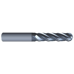 Eliminator - Ball End Mills; Mill Diameter (Inch): 3/16 ; Mill Diameter (Decimal Inch): 0.1875 ; Number of Flutes: 4 ; Length of Cut (Inch): 3/4 ; Material: Solid Carbide ; Overall Length (Inch): 2-1/2 - Exact Industrial Supply