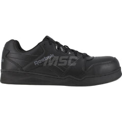 Work Boot: Size 8, Leather, Composite Toe Black, Wide Width, Non-Slip Sole